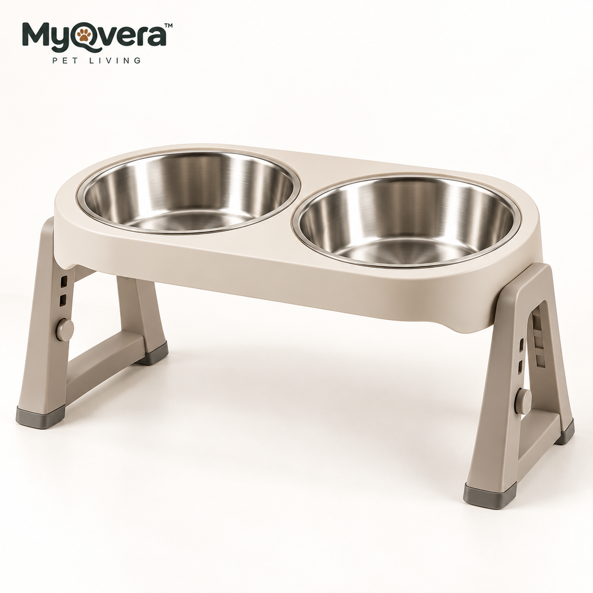 Myqvera™ Adjustable Stainless Steel Elevated Pet Bowl Stand