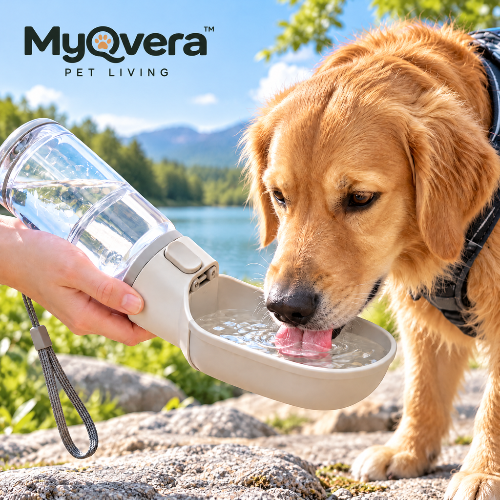 Myqvera™ Portable Dog Water Bottle with Fold-Out Drinking Bowl