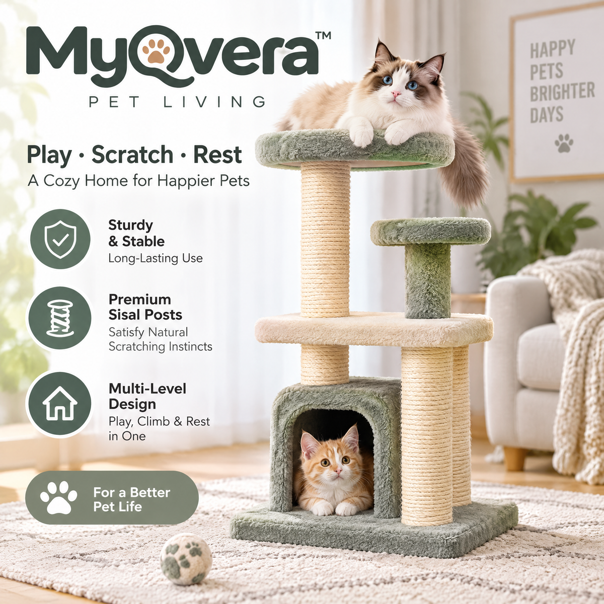 Myqvera™ Multi-Level Cat Tree Scratching Tower