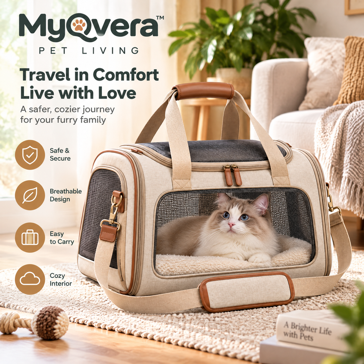 Myqvera™ Breathable Soft Pet Travel Carrier Bag
