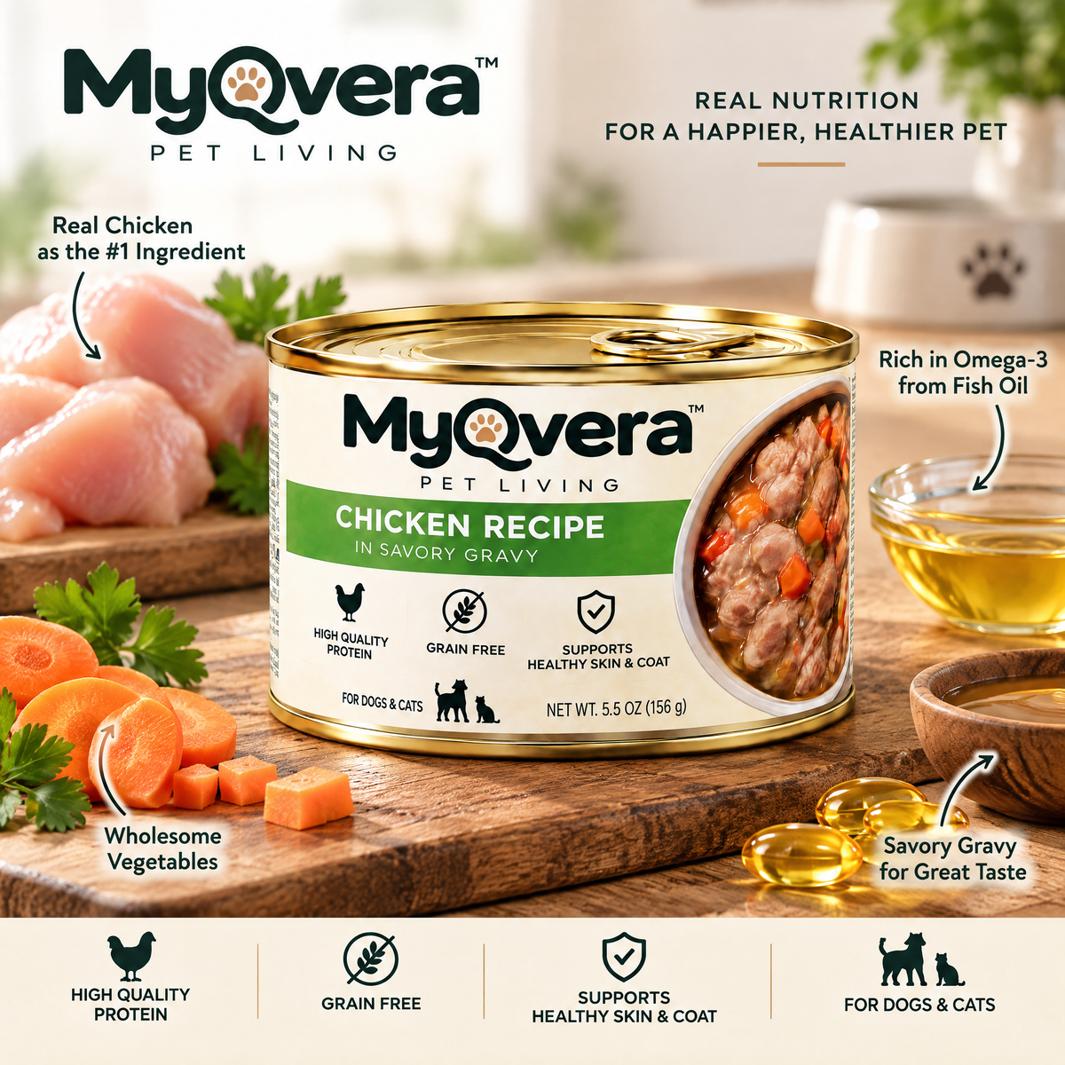 Myqvera™ Chicken Recipe Wet Pet Food in Savory Gravy